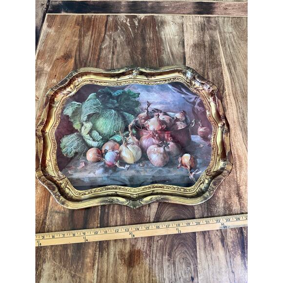 Vintage The Sherwood Studio Metal Autumn Fayre Tray By Patricia Machin - Picture 4 of 8